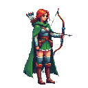 Pixel art female archer character with a bow, generated from a text prompt